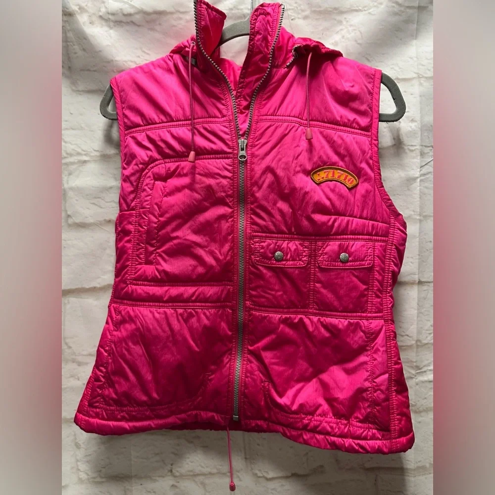 Oilily girls pink hooded puffer vest L/XL‎